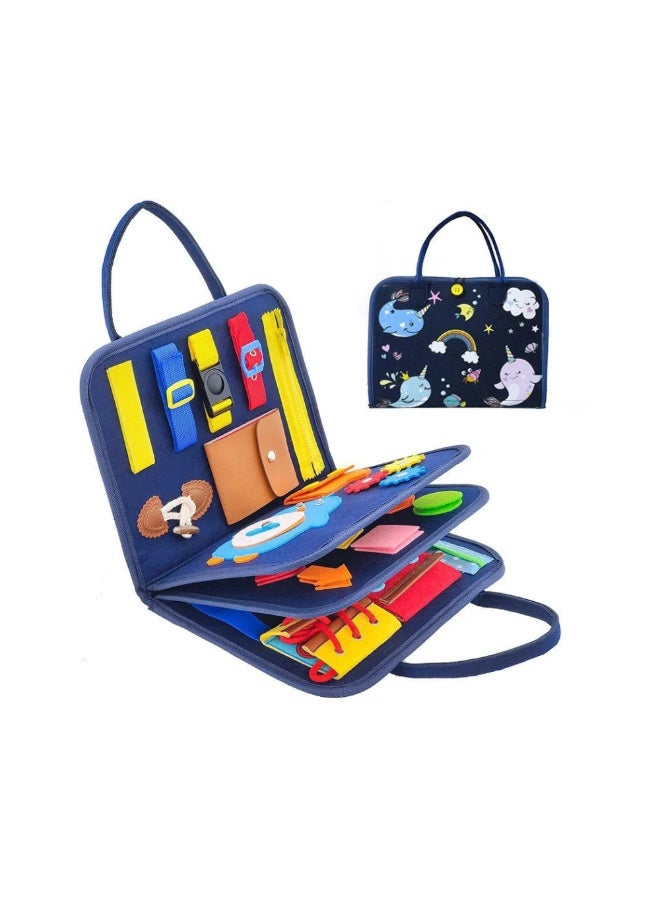 SnuzzleMart Felt Busy Board Book for Toddlers – Montessori Sensory Toy for Basic Life Dress Skills – Travel Activity Bag with Zippers, Buttons, Lacing & Alphabets – Educational Gift for Fine Motor Skills & Learning - Image 1